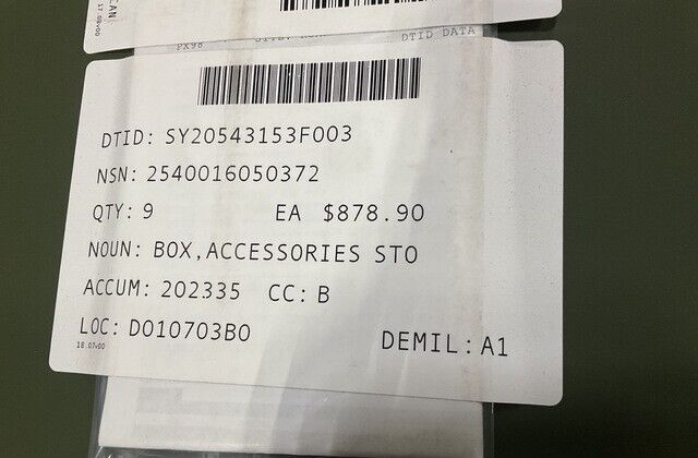GENERAL DYNAMICS 43014049 ACCESSORIES STOWAGE BOX 2540-01-605-0372 USA