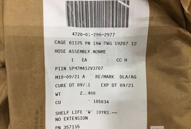 MILITARY M9 ACE EXCAVATOR 12357155, 12357160 HOSE ASSEMBLY 4720-01-296-2977