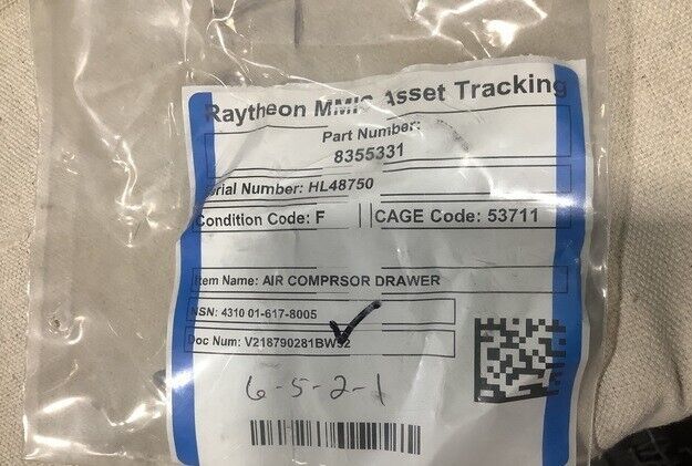 RAYTHEON 8355331 COMPRESSOR/HEATER ASSEMBLY AIR COMPRESSOR NRP 4310-01-617-8005