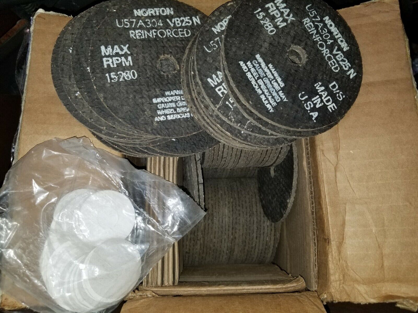 Pack of 10 Norton U57A304 VB25N Reinforced Disc MAX RPM 15280 Center Wheel