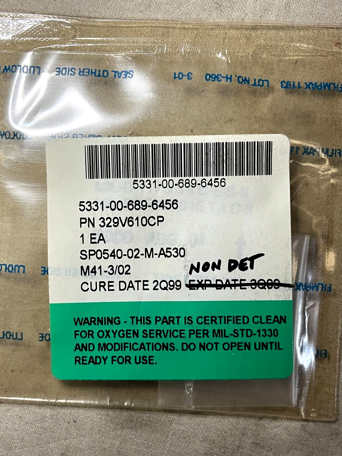 OHIO-CLASS SUBMARINES 22-38625 HEAVY DUTY O-RING 329V610 5331-00-689-6456