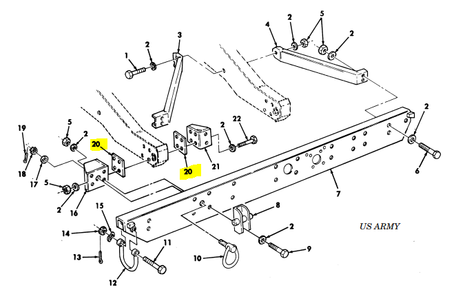 AMG New Rear Airlift Bumper Spacer Bracket HMMWV Humvee m998 Hummer 12338164