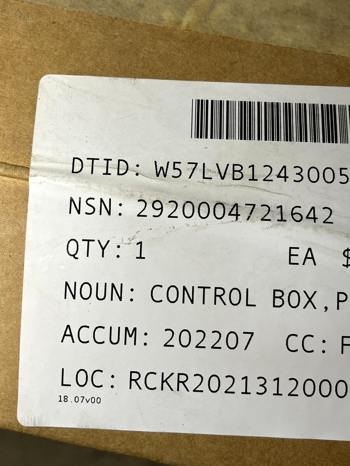 M939 TRUCK SERIES SAW-4721642 PROTECTIVE CONTROL BOX 11664348 2920-00-472-1642