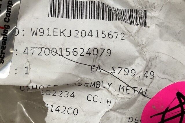 MRAP, MMPV 12040074 METALLIC HOSE RIGHT HAND SIDE ASSEMBLY 4720-01-562-4079