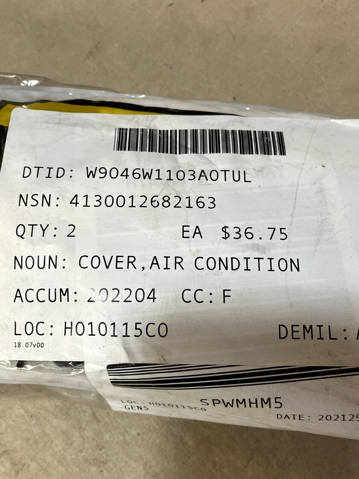 NEW AIR CONDITIONER COVER WATERPROOF 13227E6912 4130-01-268-2163