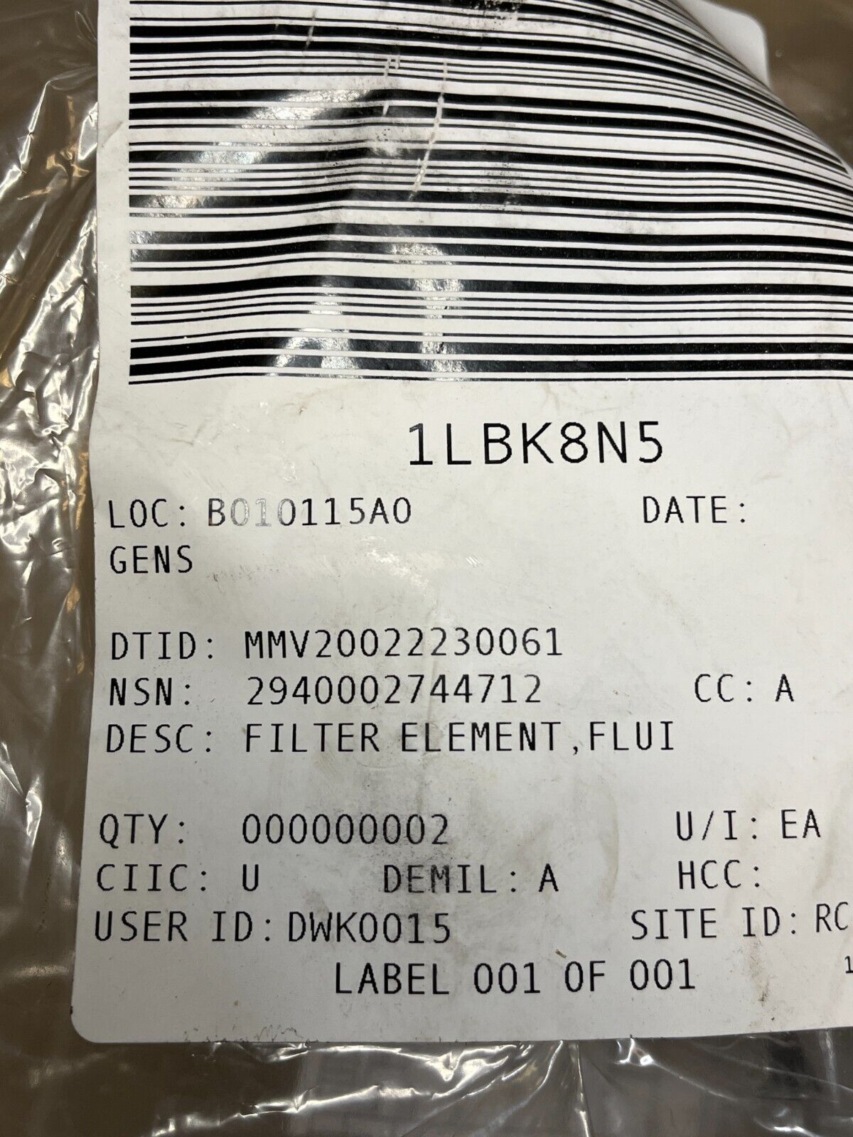 LUBER-FINER LFW4071 COOLANT FLUID FILTER ELEMENT PR3908 CW1010 4330-00-274-4712