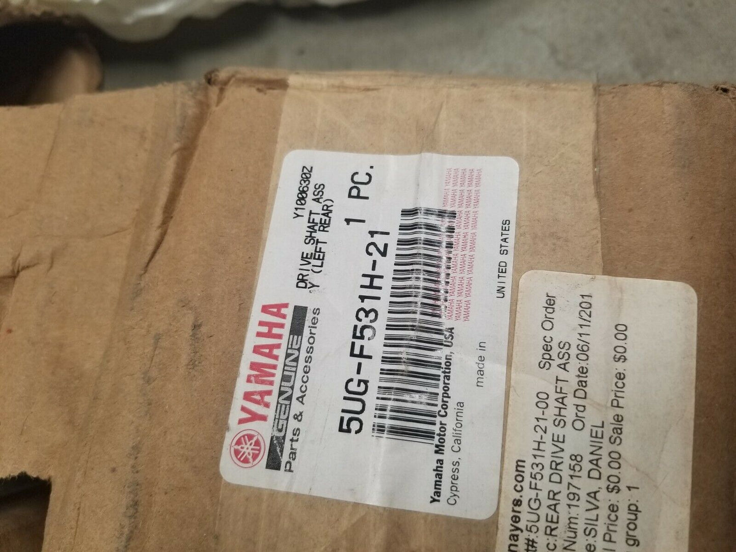 Yamaha OEM Part 5UG-F531H-21-00 Drive Shaft Assy HALF SHAFT CV SHAFT