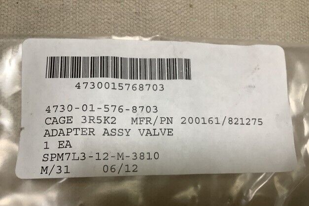 NEW MRAP MATV MTVR 3782464 821275 200161 ADAPTER ASSEMBLY VALVE 4730-01-576-8703