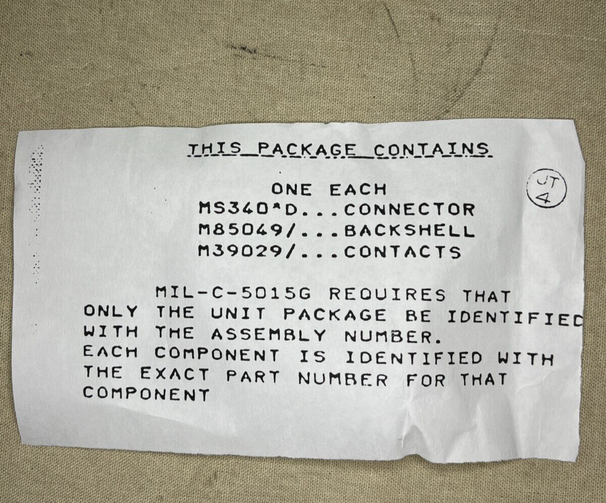 USGI MILITARY MIL-C-5015 ELECTRICAL PLUG CONNECTOR MIL-DTL-5015 5935-01-093-5820