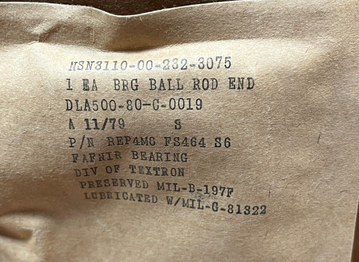 REP4M6FS464 ROD END BALL FANFAIR BEARING MS21151-8 AS21151 3110-00-232-3075 USA