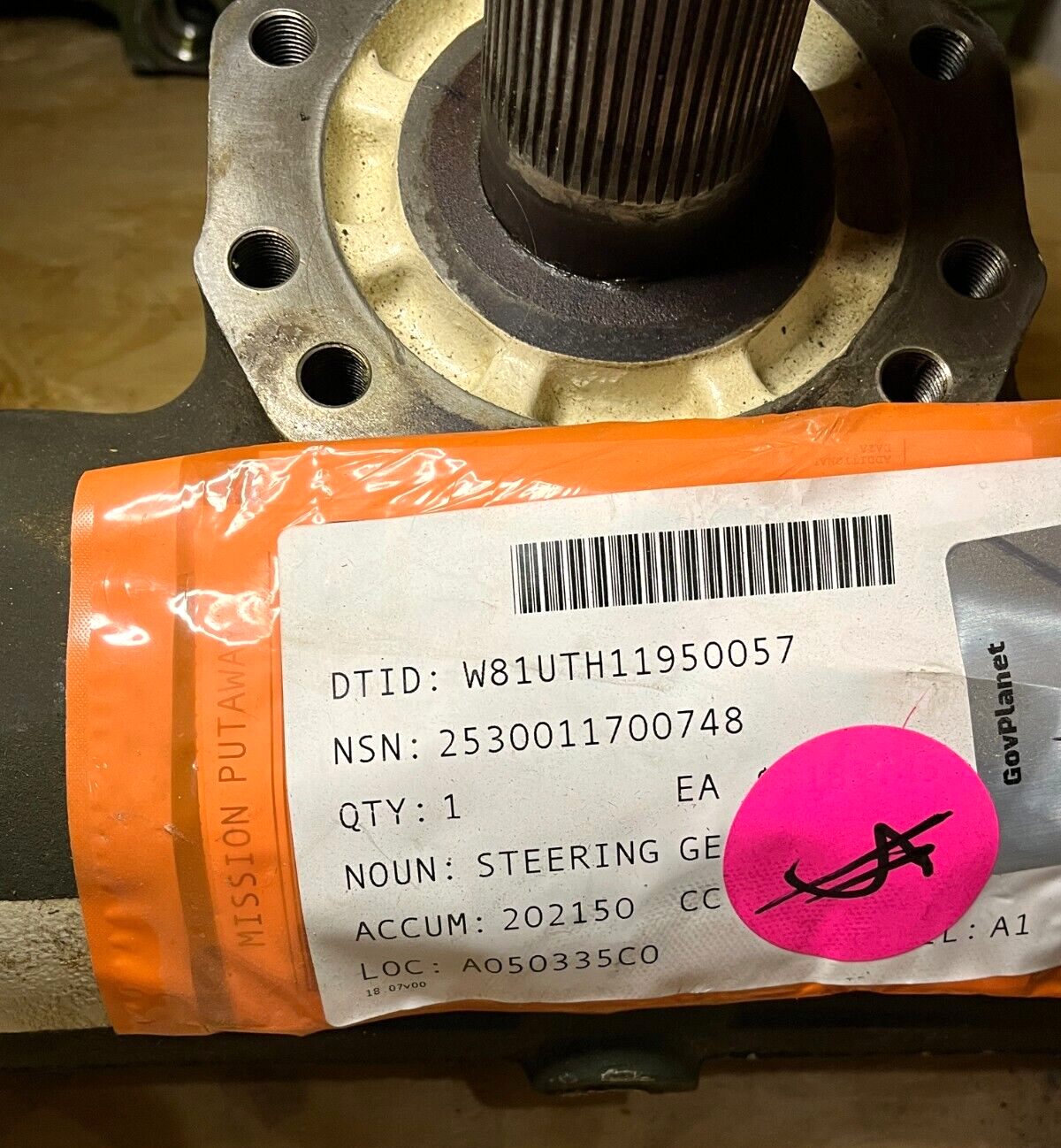 HEMTT TRUCK R.H. SHEPPARD 1323390 STEERING GEAR 492SBR4 7536814 2530-01-170-0748