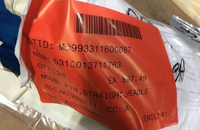 OSHKOSH 1873050 HEADLESS STRAIGHT PIN FITS M1076 PLS TRAILER 5315-01-371-1763