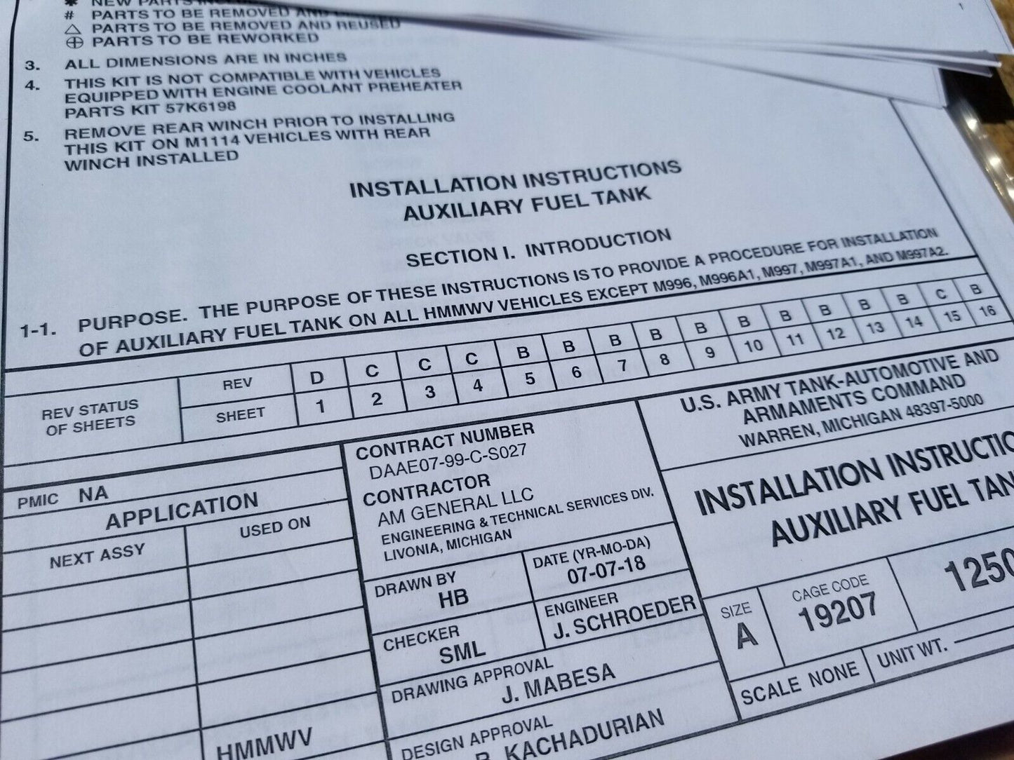 HMMWV HUMVEE AUXILIARY FUEL TANK KIT 57K4893 2910-01-608-4459 Hummer M998