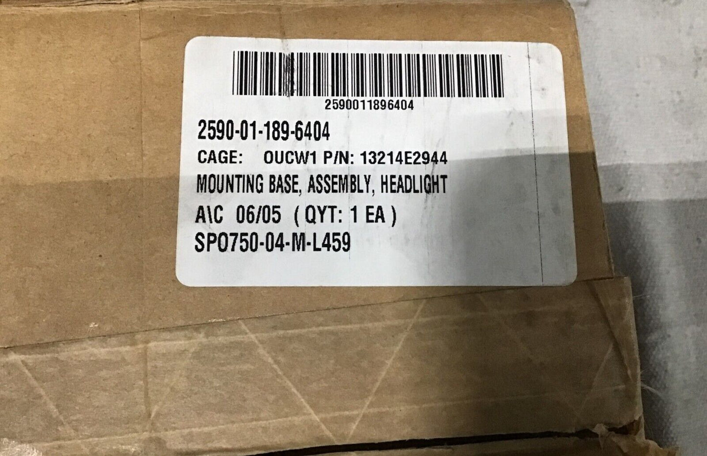 M9 ARMORED COMBAT EARTHMOVER 13214E2944 BASE HEADLIGHT MOUNTING 2590-01-189-6404