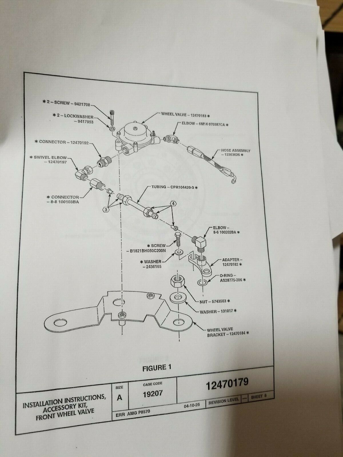 M939A2 Front Wheel CTIS kit  M923A2, 5 Ton, 2530-01-539-0982 57k3643 Upgrade