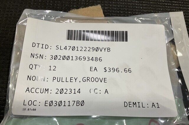 M1070, M1000 CHETTL TRAILER 538115 PULLEY GROOVE 3020013693486 3020-01-369-3486