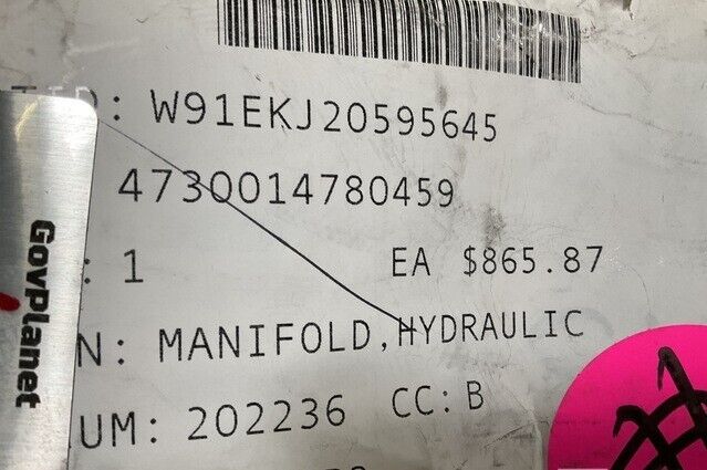 MILITARY XM1117, (ASV) 135262 HYDRAULIC SYSTEM MANIFOLD 2000PSI 4730-01-478-0459