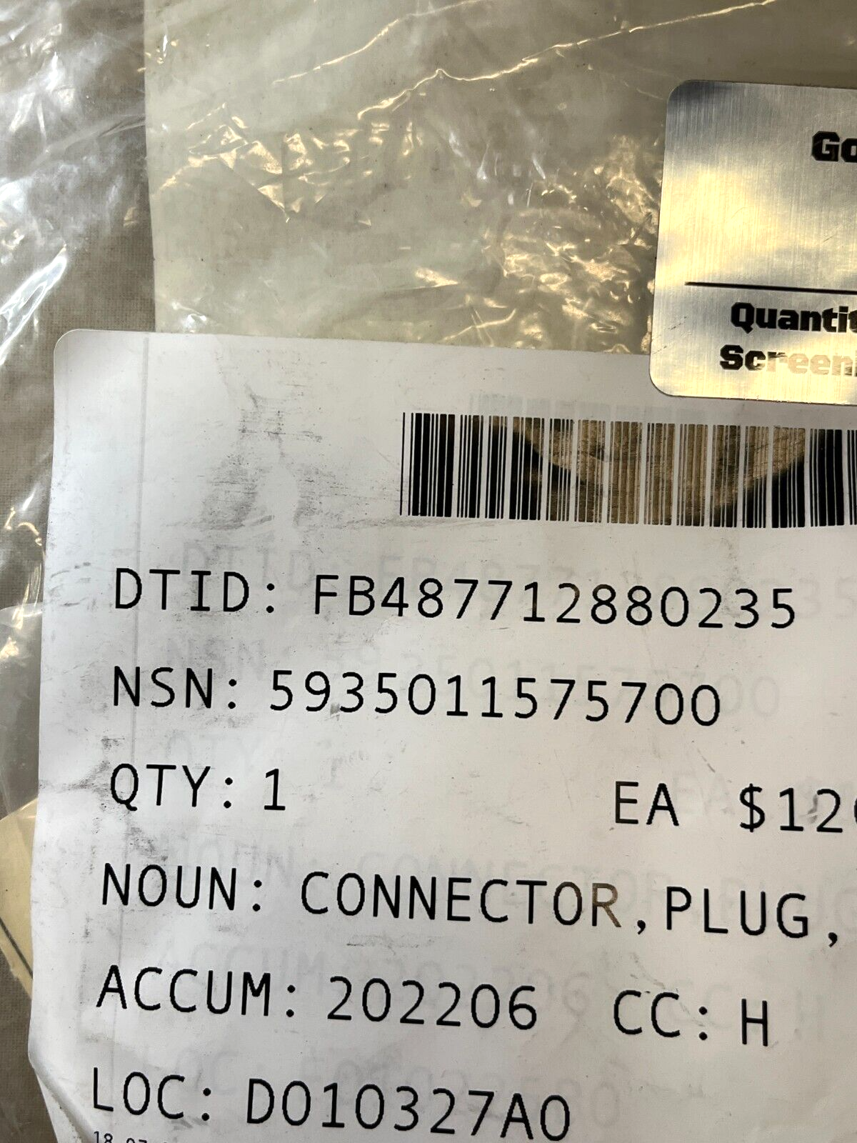 AIRCRAFT ORION P-3 D38999/46WD18SN ELECTRICAL PLUG CONNECTOR 5935-01-157-5700
