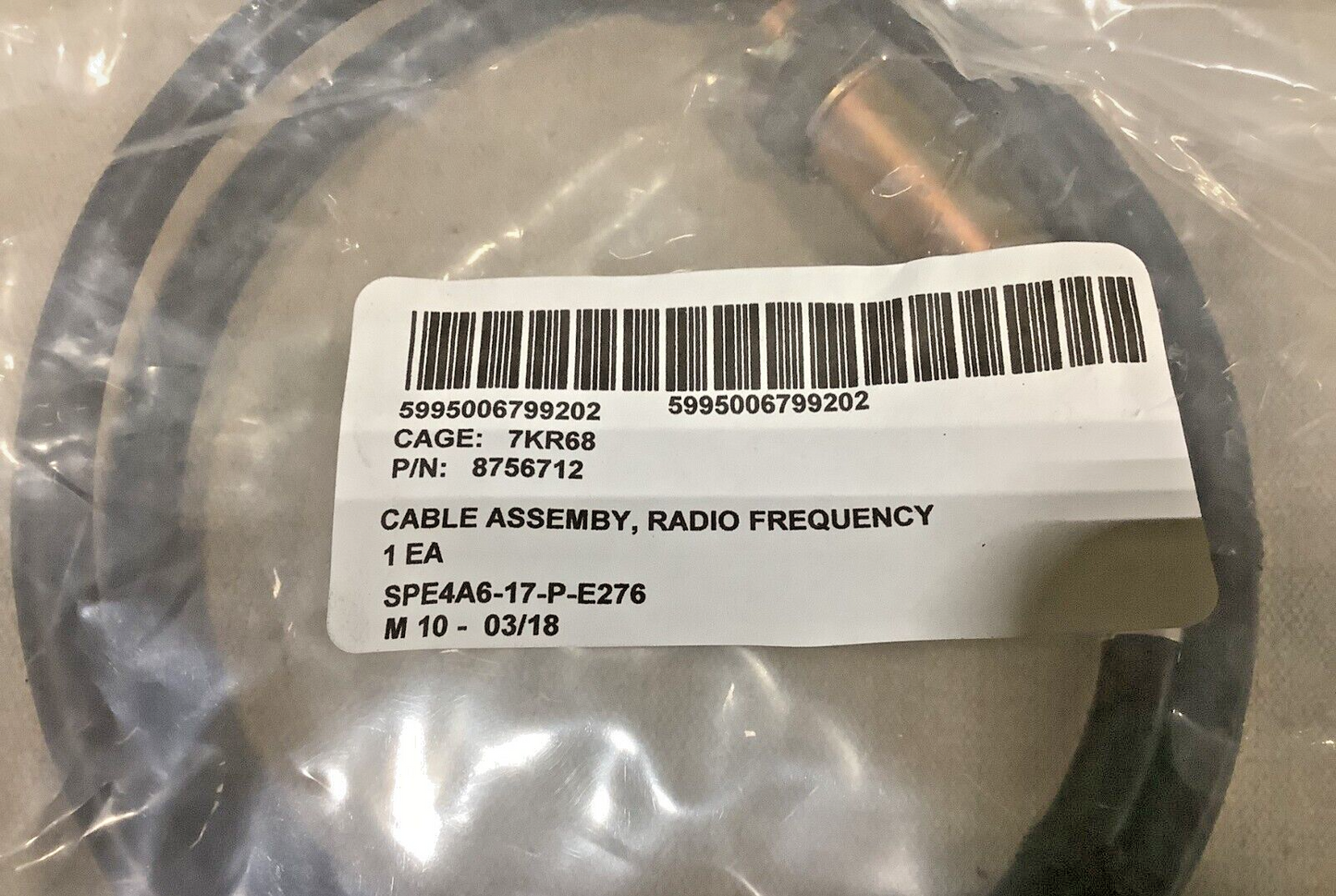 M-113A1, M-113A2, M-113A3 8756712 RADIO FREQUENCY CABLE ASSY 5995-00-679-9202