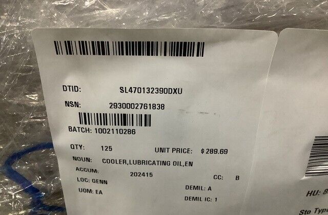 Detroit Diesel Oil 8547547 LUBRICATING COOLER ASSY 16 PLATE 2930-00-276-1838