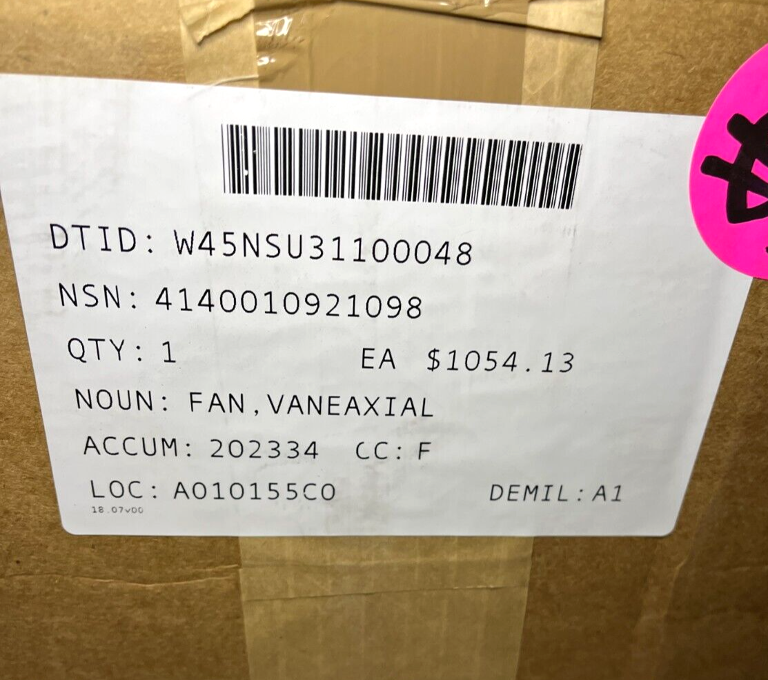 LEKTRON 11444518-1 13705467-1 VANEAXIAL FAN 24500-1 4140-01-092-1098 NOS