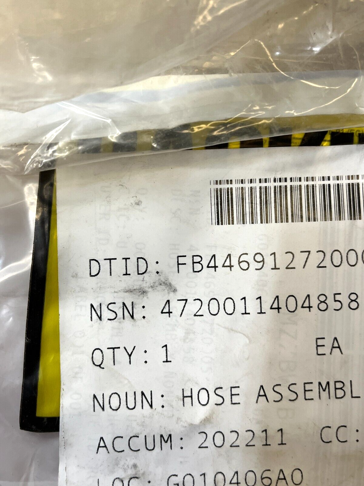 HELICOPTER HH-60 MIL-DTL-25579 NONMETALLIC HOSE FUEL ASSEMBLY 4720-01-140-4858