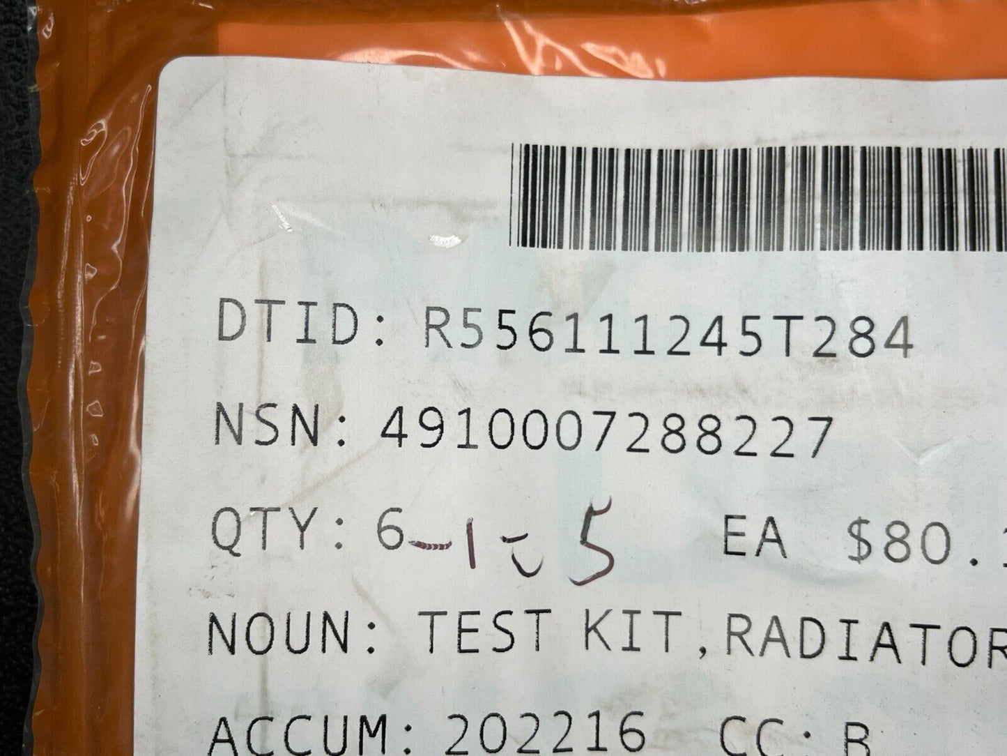 LIGHT ARMORED VEHICLE STANT ST255 J24460-01 TEST KIT, RADIATOR 4910-00-728-8227