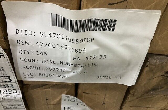 MRAP-M-ATV NONMETALLIC HOSE,AIR SUCTION 1,51D X 84.0 LG 3859535 4720-01-582-3696