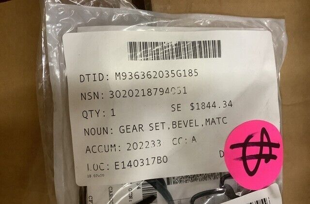 10512504 MATCHED BEVEL GEAR SET FOR AVGP DRIVE TRAIN M1764000 3020-21-879-4051