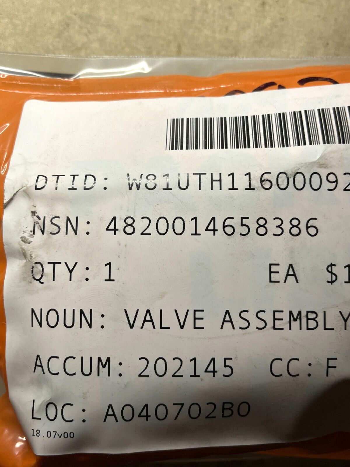 FUEL INJECTOR, VALVE ASSY 714350-53100 FOR YANMAR DIESEL ENGINE 4820-01-465-8386