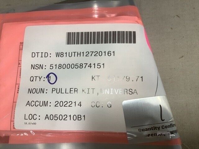 Genuine OTC Universal Hub Puller Kit 5180-00-587-4151 GGG-P-643A G-827-B W/Box