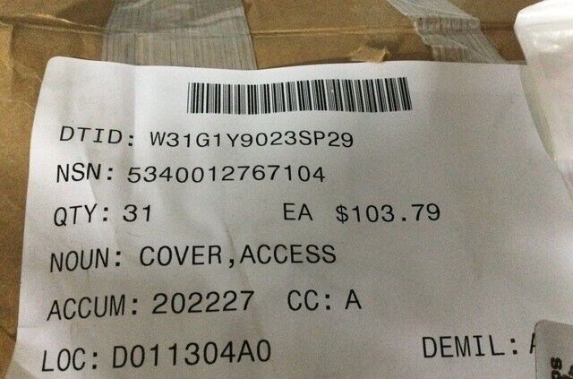 13228E6072 ACCESS COVER 5340-01-276-7104 FITS MINE CLEARING BLADE