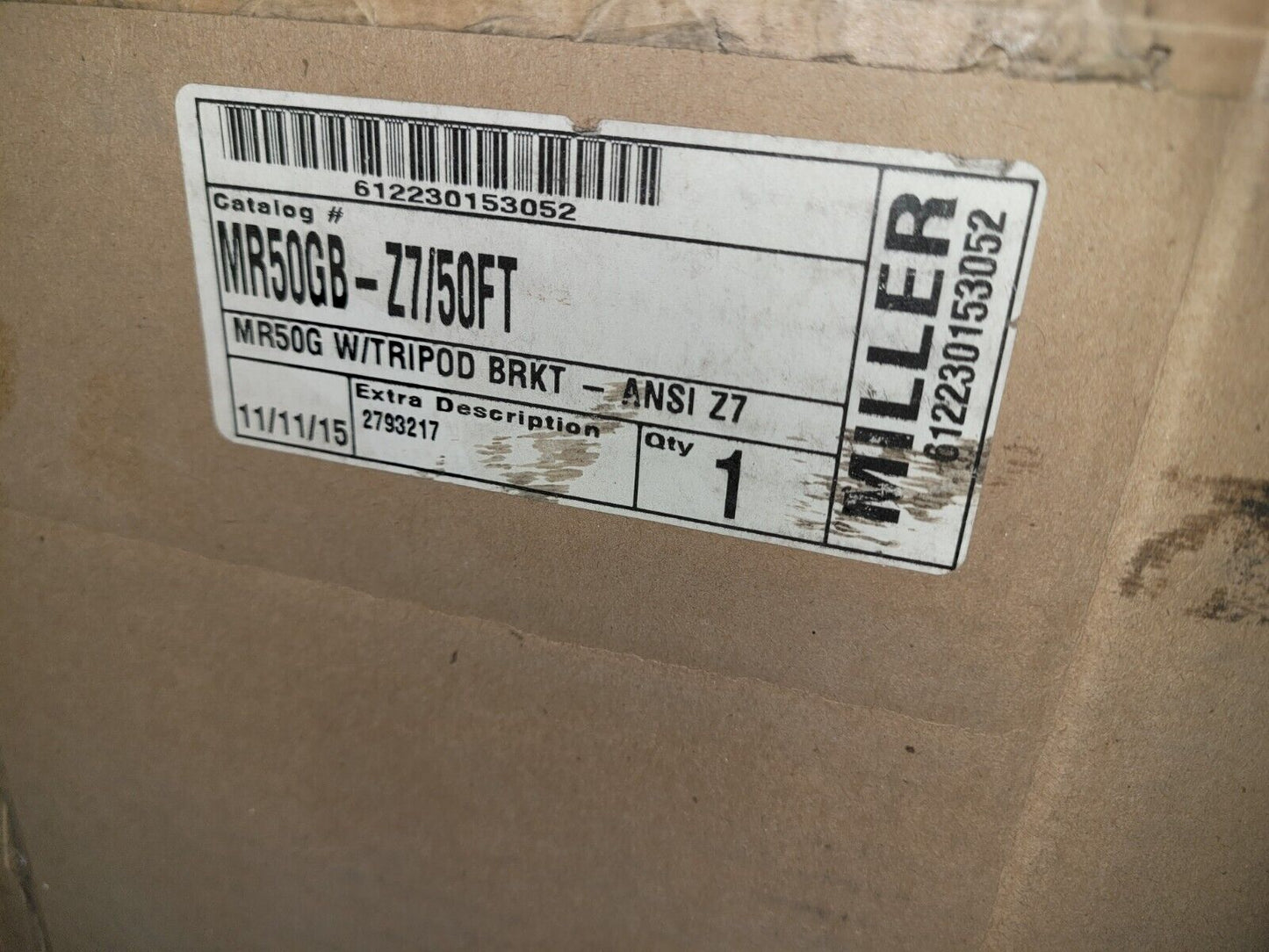 MILLER MR50GB-Z7/50FT SELF-RETRACTING LIFELINE 50 FT W/EMERGENCY RETRIEVAL HOIST