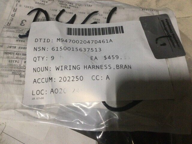 NEW HMMWV KIDDE 422195 BRANCHED WIRING HARNESS 6036459 6150-01-563-7513