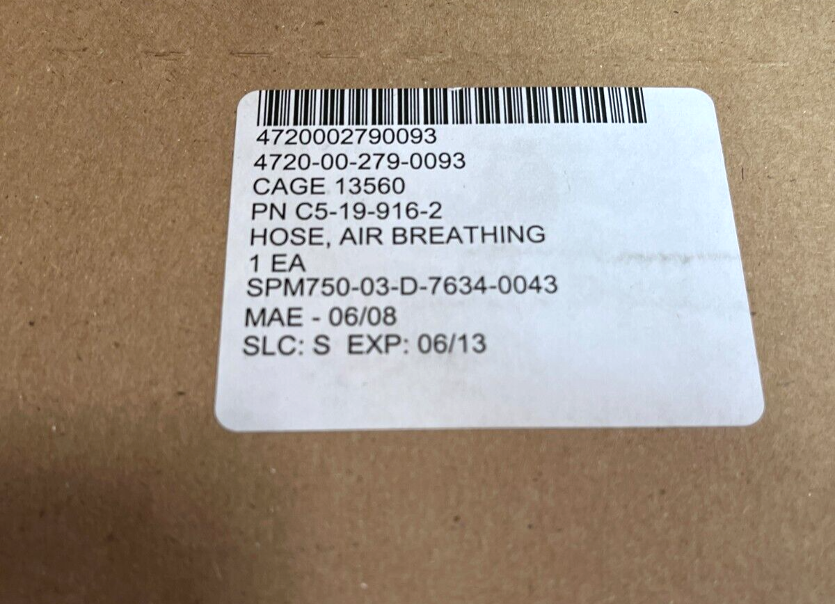 M-109/M-110, M48A5/M60A1 C5-19-916-2 AIR BREATHING HOSE 2GE970 4720-00-279-0093