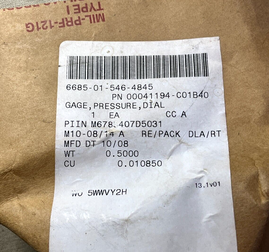 AMETEK MRAP COUGAR PRESSURE DIAL GAUGE 00041194-C01B40 10004936 6685-01-546-4845