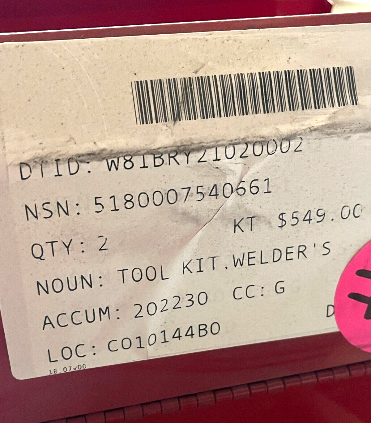 USGI MILITARY WELDER'S TOOL KIT 7540661 1619210 NSN 5180-00-754-0661