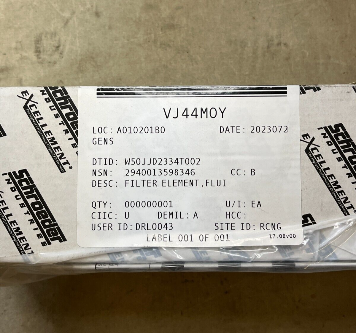 NEW SCHROEDER 2HK21 FLUID FILTER FUEL ELEMENT CCZ3/9CZ3 2940-01-359-8346