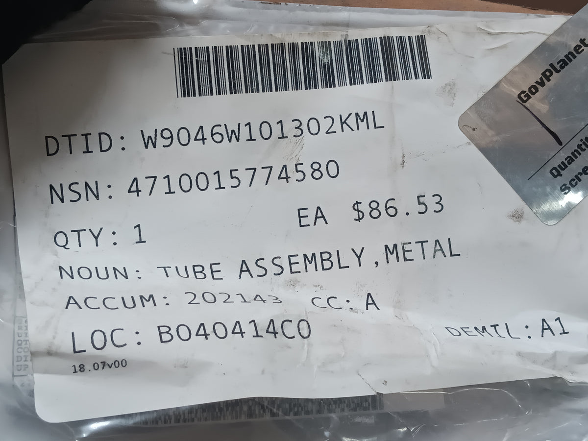 Oshkosh Defense LLC 3833521 Tube Assembly, Metal - NSN 4710-01-577-4580 - inventory label