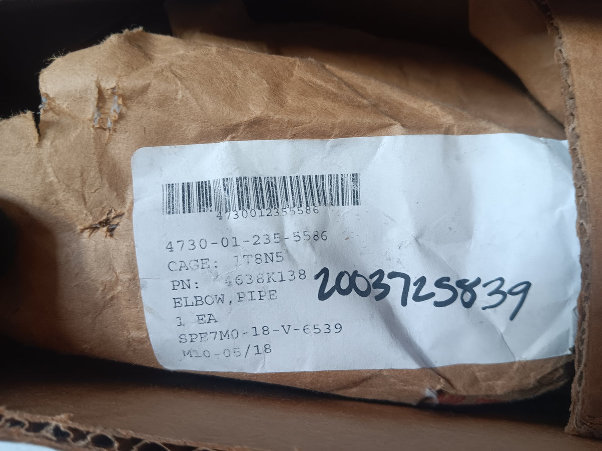 McMaster-Carr Supply Co 4638K138 Pipe Elbow - NSN 4730-01-235-5586 - inventory label