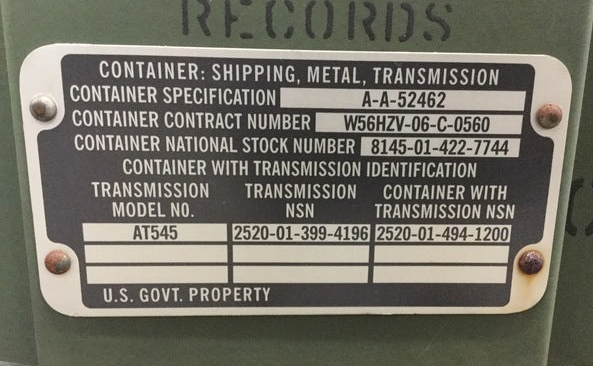 M35A3 Allison 57K3640 Transmission