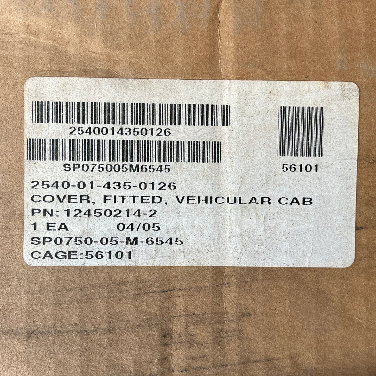 M35A2 TAN VINYL CAB COVER 2540-01-435-0126 123450214-2