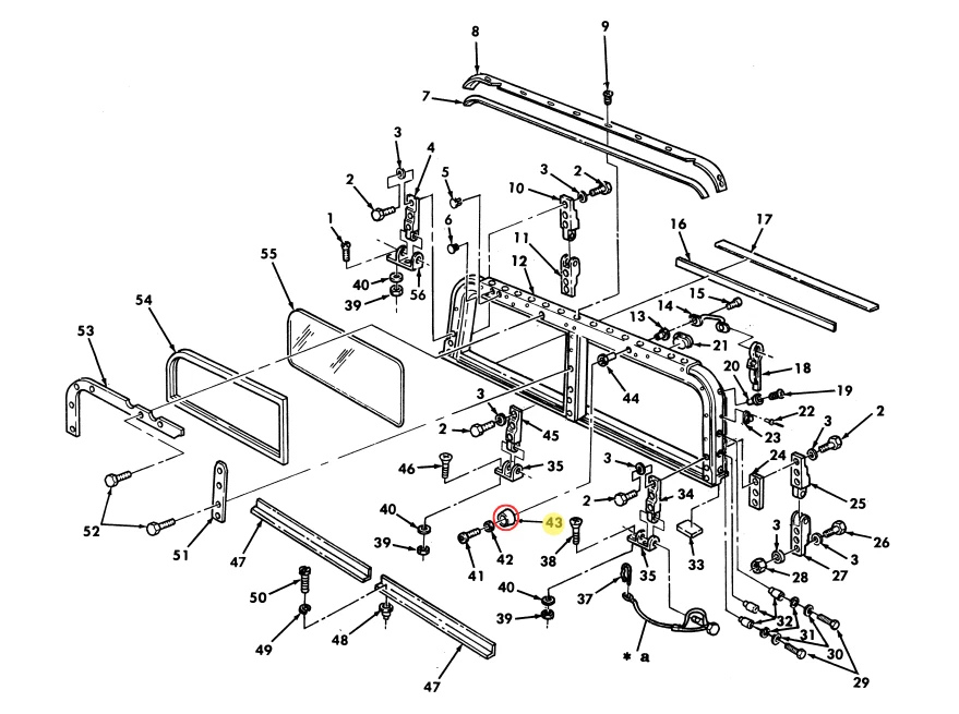 M998 HMMWV WINDSHIELD FRAME FOLD-DOWN RUBBER BUMPER PAIR 12338824 / 5340-01-185-0404