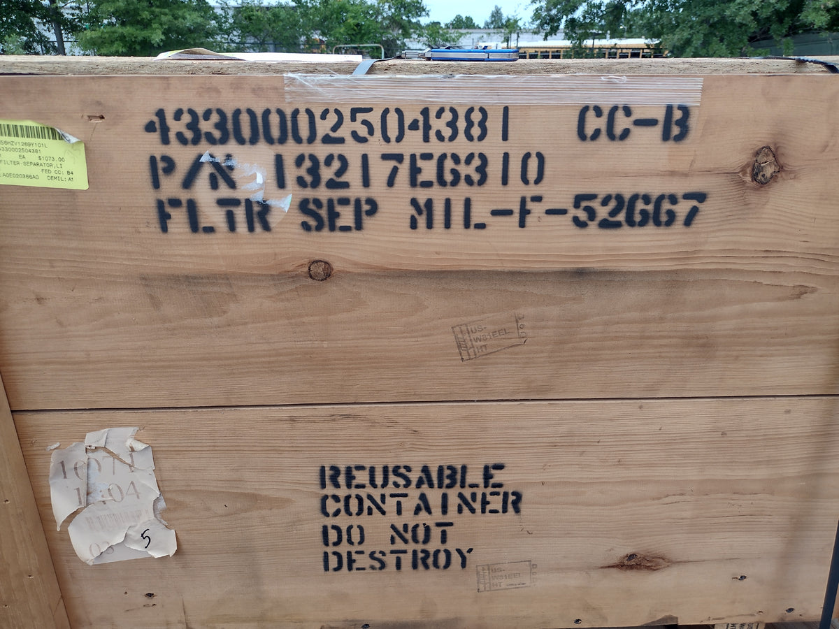 CECOM LR CENTER 13217E6310 Filter-Separator - NSN 4330-00-250-4381 - inventory label