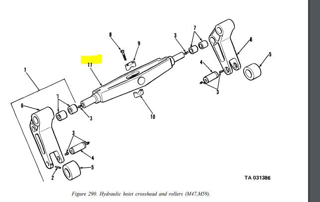 m47 m59 2.5 ton CROSS HEAD HOIST DUMP HOIST MILITARY TRUCK 2520-00-740-9036