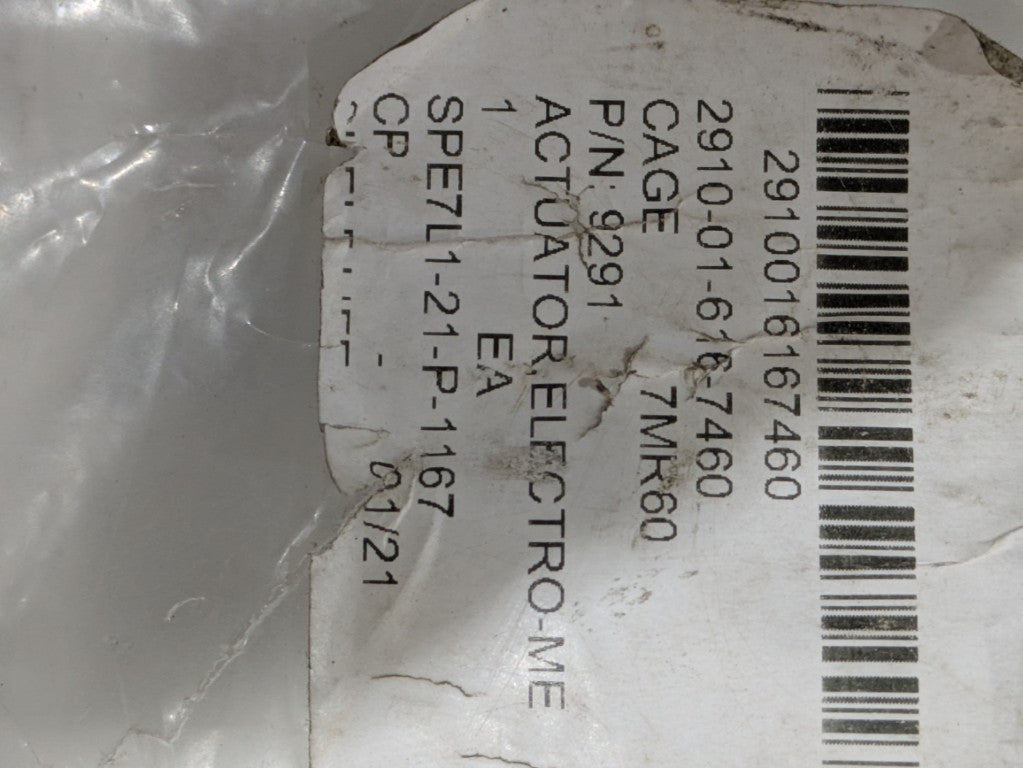 Precision Governors LLC 9291 Electro-Mechanical Actuator - NSN 2910-01-616-7460 - inventory label