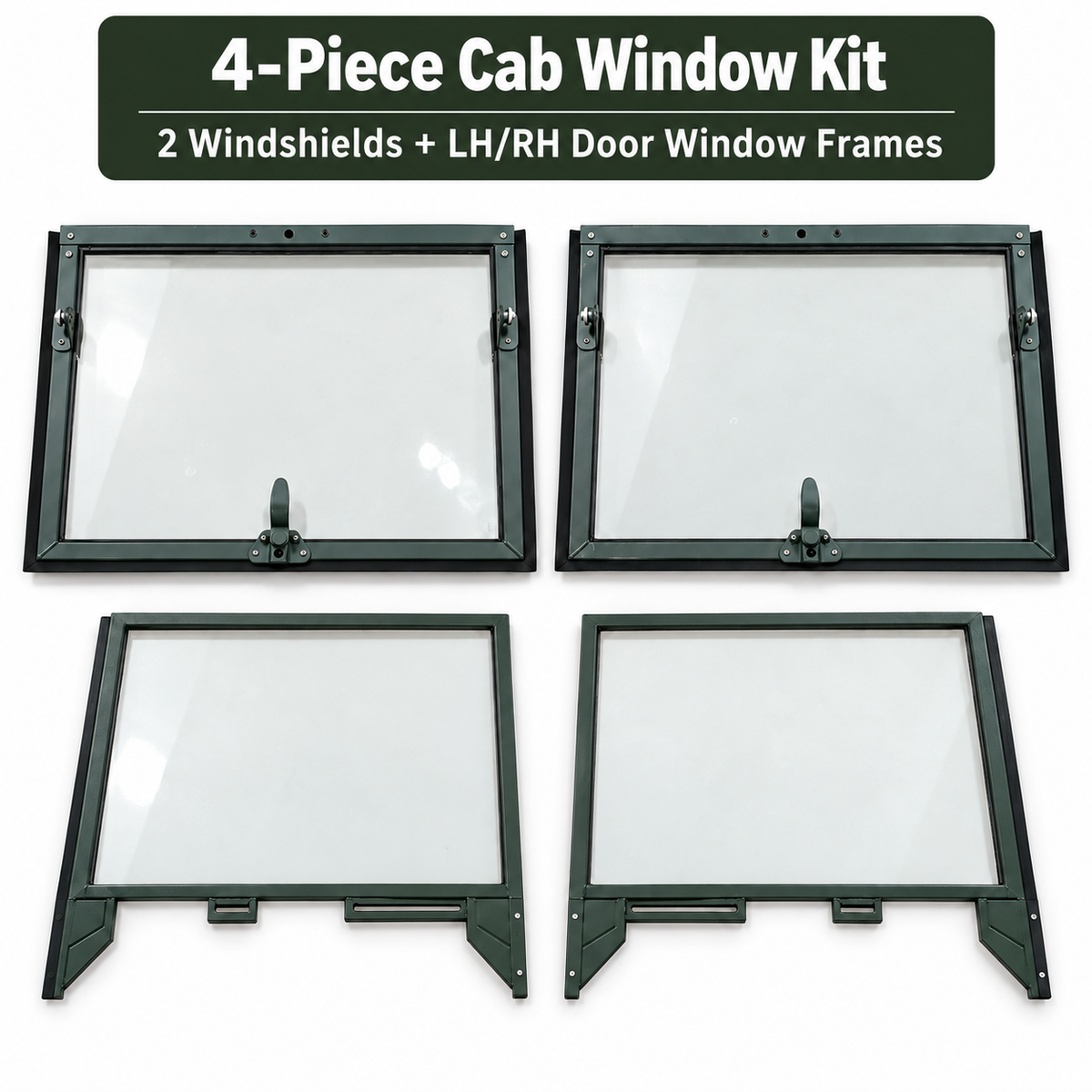 M35A2 M809 4-Piece Cab Window Kit – 2 Windshields + LH/RH Door Windows