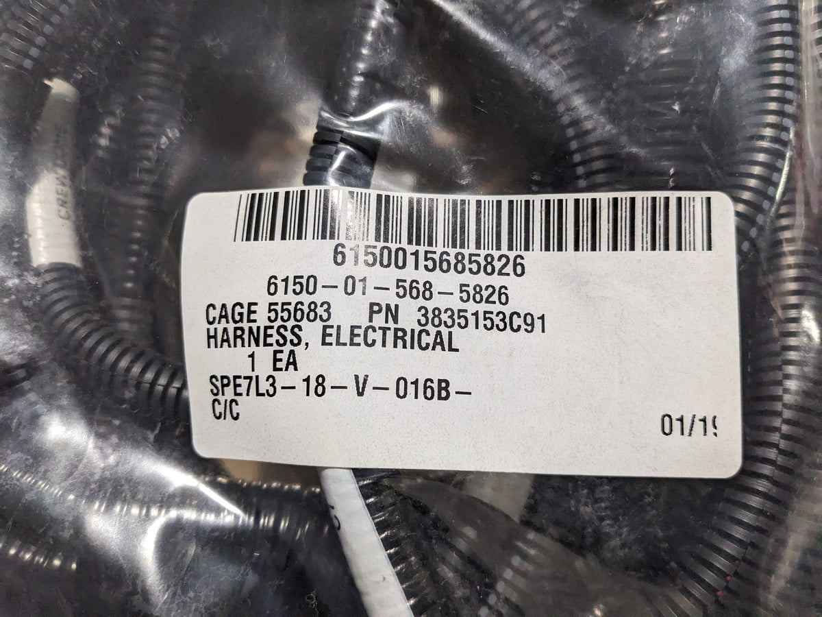ND Defense LLC 3835153C91 Wiring Harness, Branched - NSN 6150-01-568-5826 - inventory label