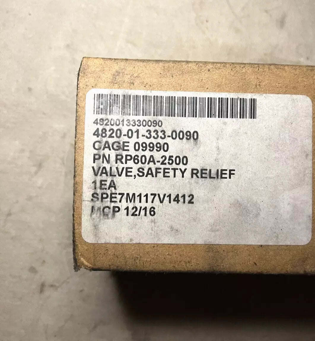 PARKER RP60A-2500 T-AK 3000 HYDRAULIC PILOTED RELIEF VALVE 4820-01-333-0090