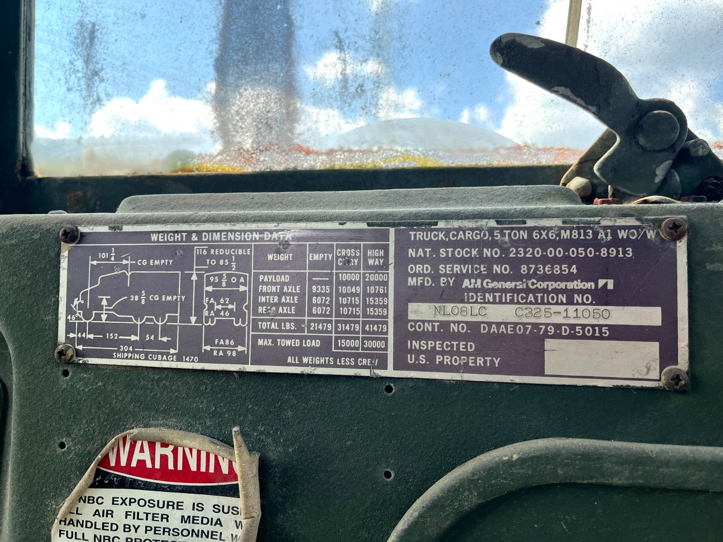 1979 M813 A1 5 TON 6X6 MILITARY CARGO TRUCK WITH 4,113 MILES FOR SALE AS-IS